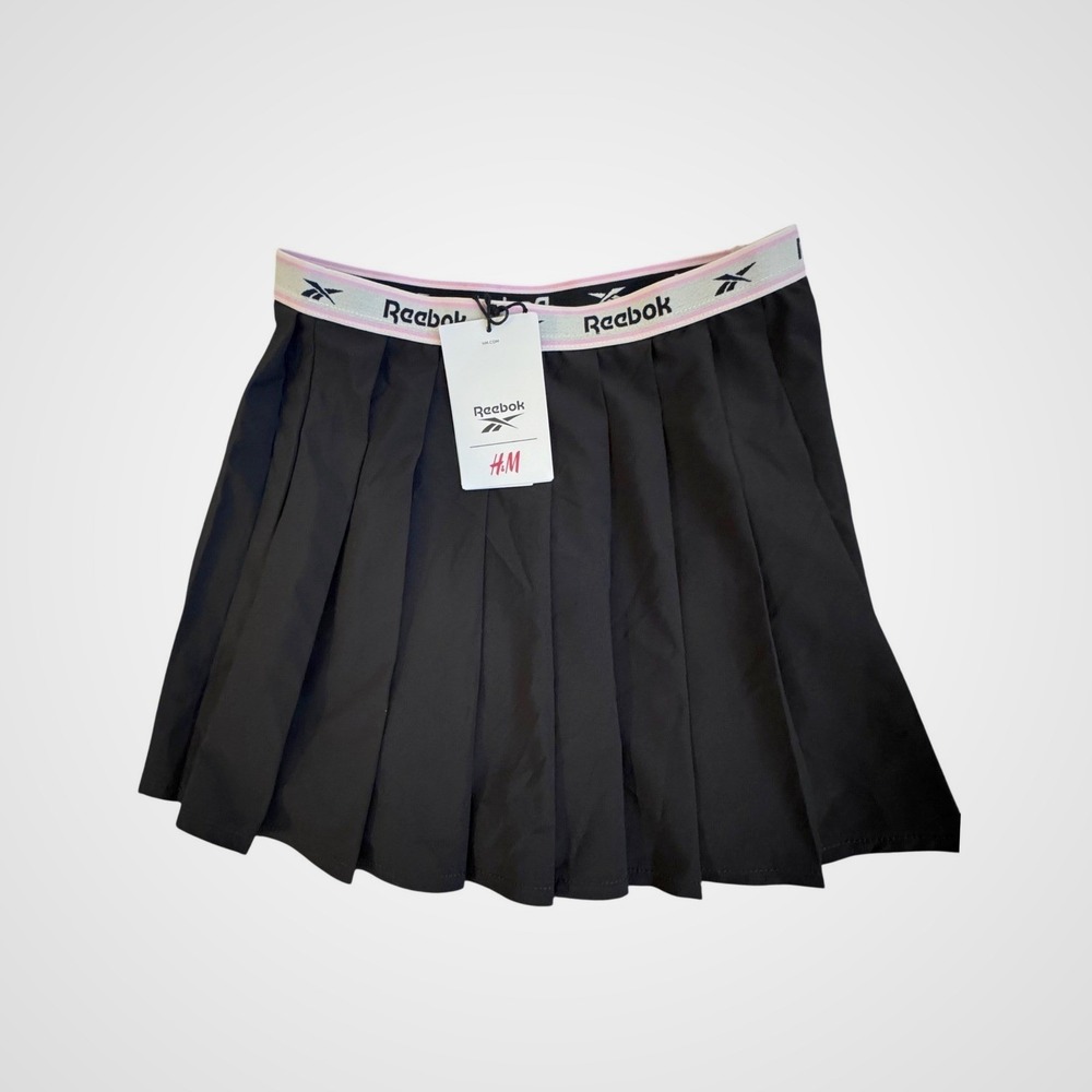 Reebok x H&M Girls Black Pleated Tennis Skirt‎ Skort Size 6X 7 122 128 NWT